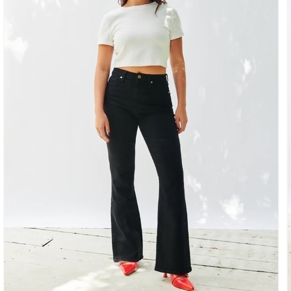 Nelle Atelier THE LÉA JEAN in ONYX black the high rise flare size 23 petite - Picture 1 of 12